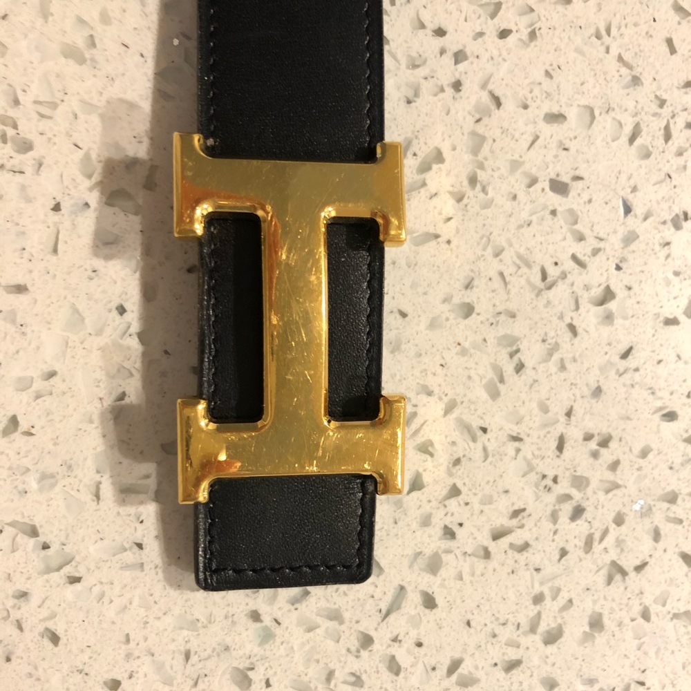 Hermès Reversible H Belt. Black and Blue.